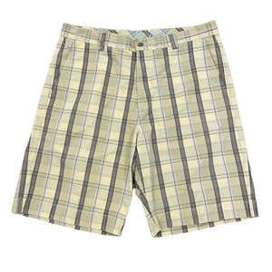 Tommy Bahama Pale Yellow Plaid Check Cotton Silk Shorts Mens 35